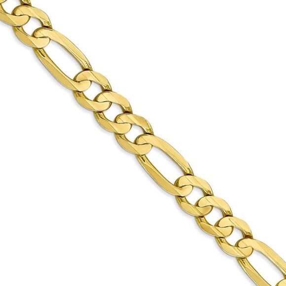 Men's 7.5mm, 10k Yellow Gold, Figaro Chain Necklace, 24 inch - Picture 1 of 8